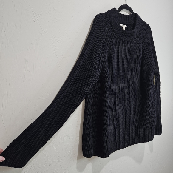 NWT! Cotton Sweater Shaker Stitch Mock Neck Women's XXL Black Fisherman NEW - Picture 5 of 13